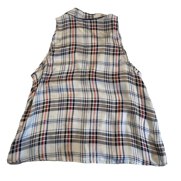 Equipment 100% Silk Mina Plaid sleeveless button down collared blouse white M - Picture 11 of 16